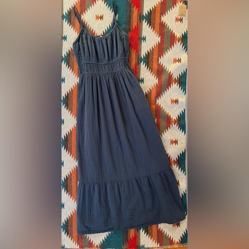 Pact French Navy Coastal Double Gauze Cami Maxi Dress in French Navy. XS. - Picture 2 of 8